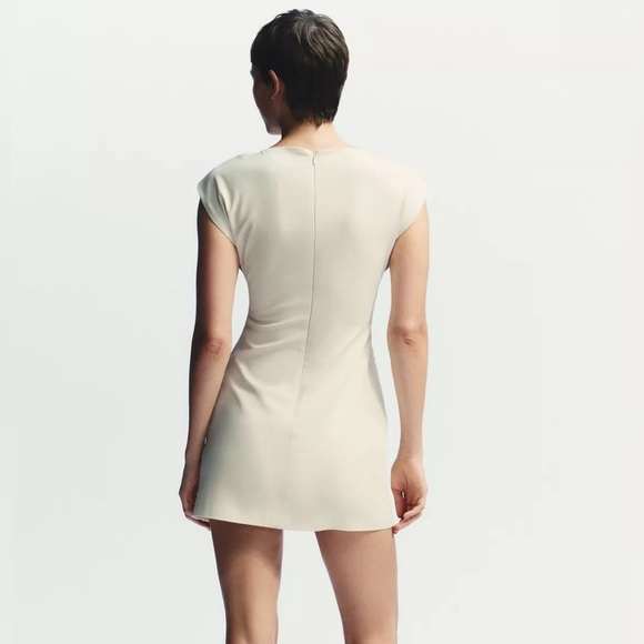NWT ZARA DRAPED FABRIC MINI DRESS SIZE S - Picture 5 of 9